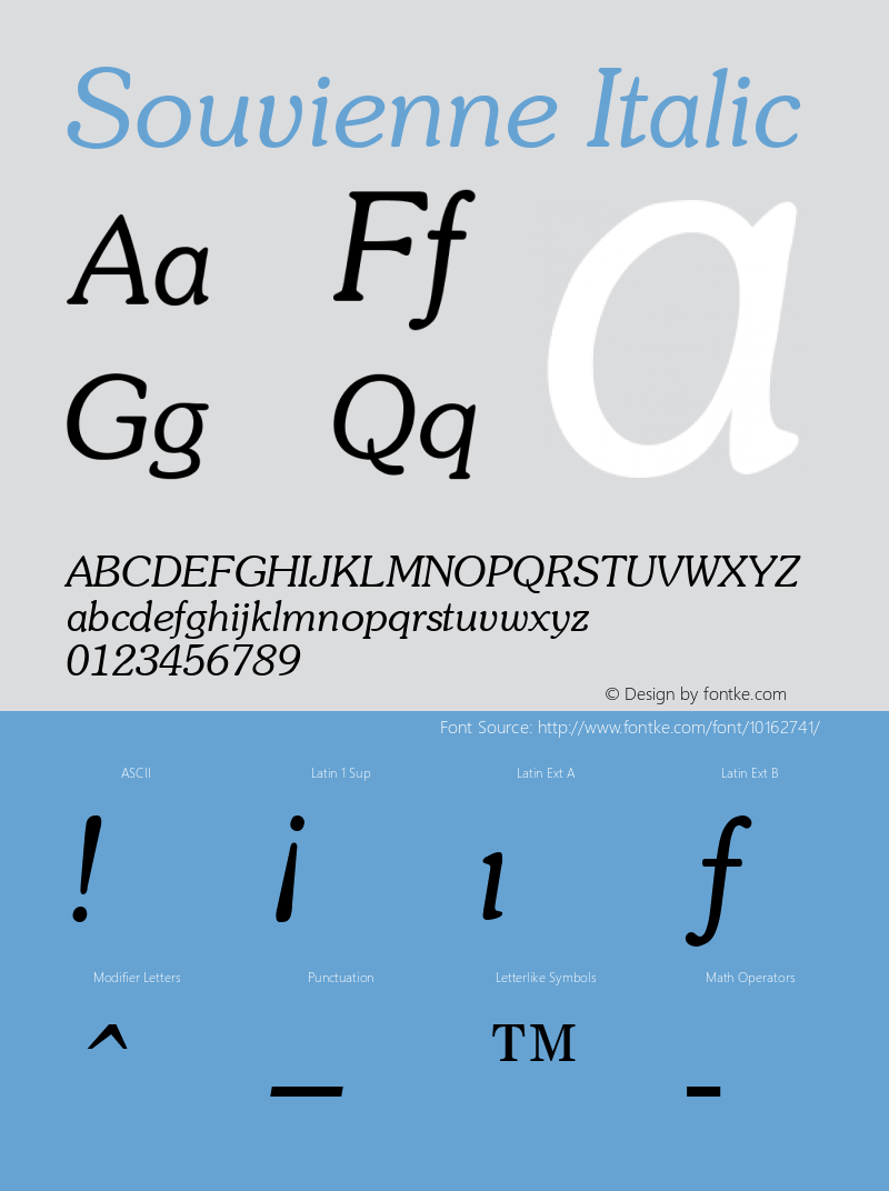 Souvienne Italic Rev. 002.001 Font Sample