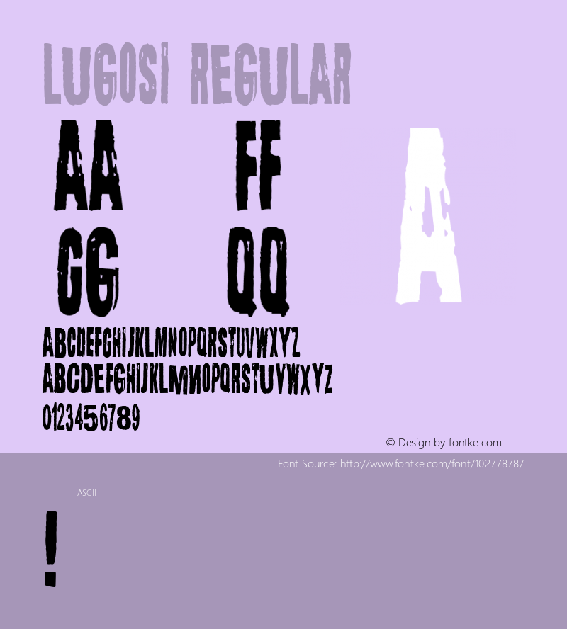 Lugosi Regular Macromedia Fontographer 4.1 12.5.2006 Font Sample