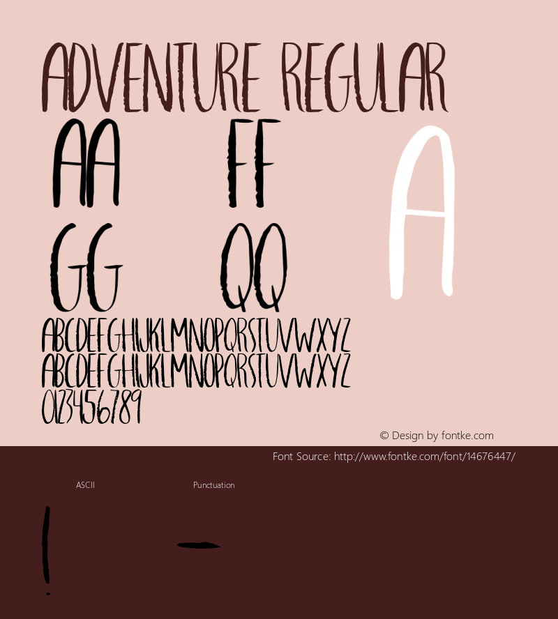 Adventure Regular Version 1.00 2014 Font Sample
