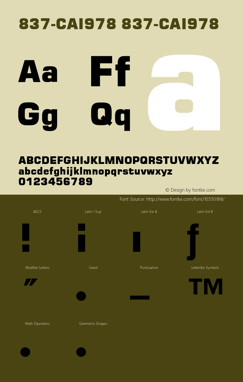 837-CAI978 837-CAI978 Version 3.0 Font Sample