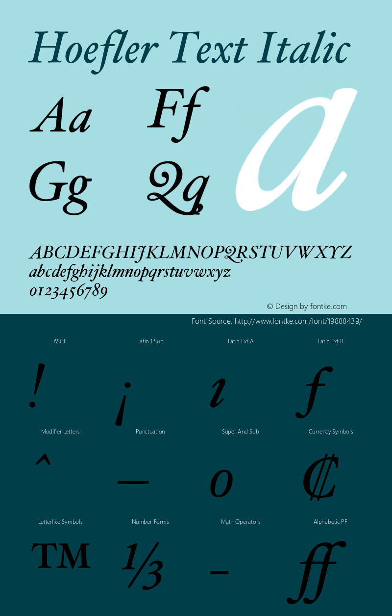 HoeflerText-Italic Version 001.901 Font Sample