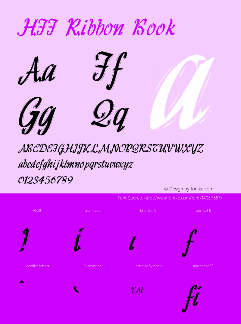 HFF Ribbon Book Version 1.000 Font Sample