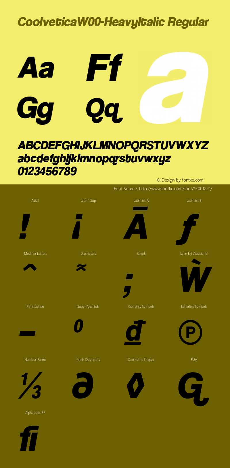 CoolveticaW00-HeavyItalic Regular Version 4.101 Font Sample