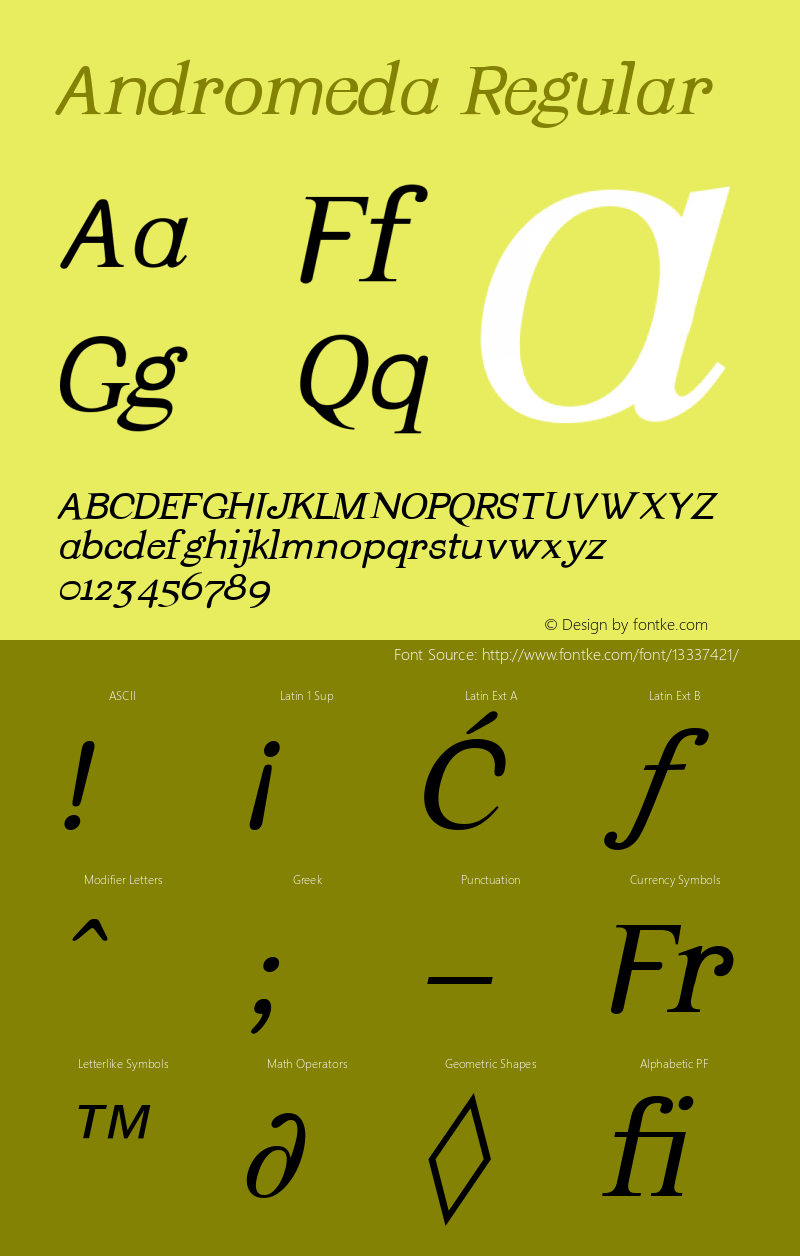 Andromeda Regular 001.000 Font Sample