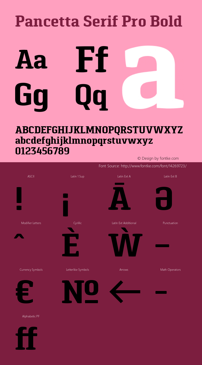 Pancetta Serif Pro Bold Version 1.000 Font Sample