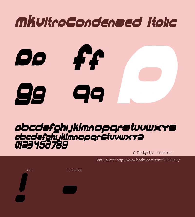 MKUltraCondensed Italic Rev. 003.000 Font Sample