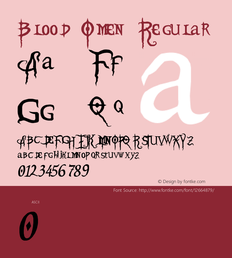 Blood Omen Regular May 13, 2002 Font Sample