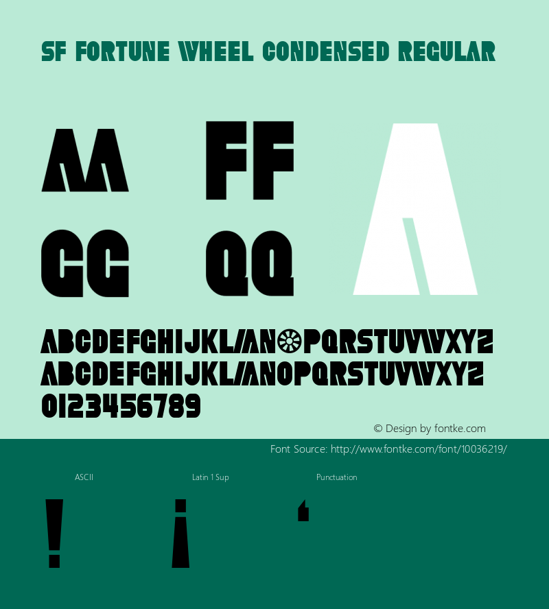 SF Fortune Wheel Condensed Regular 1.0 Font Sample