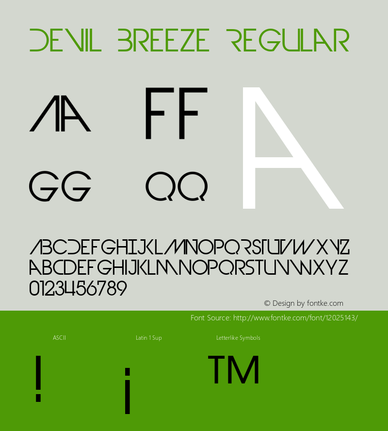 Devil Breeze Regular Version 001.000 Font Sample