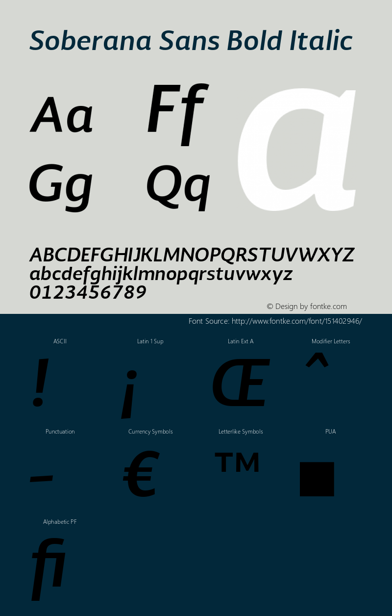 Soberana Sans Light Bold Italic Version 1.000 Font Sample