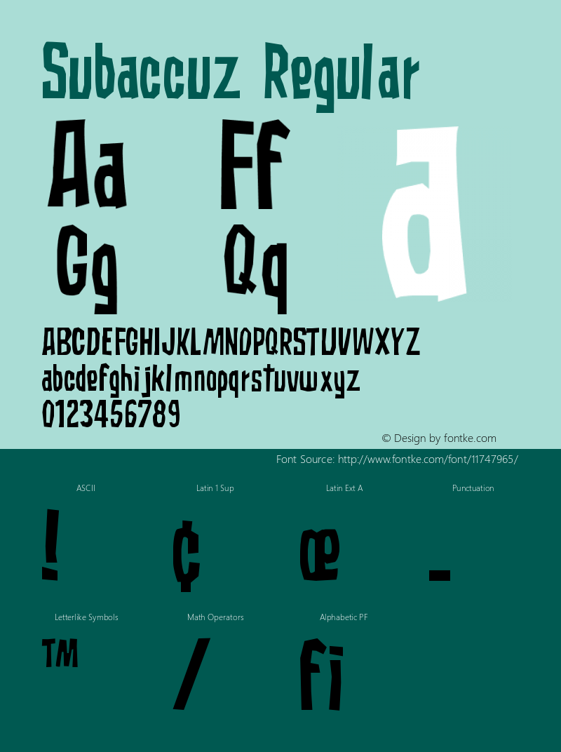 Subaccuz Regular Version 001.000 Font Sample