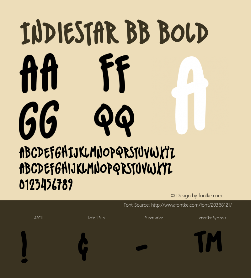 IndieStarBB-Bold Version 1.000 Font Sample