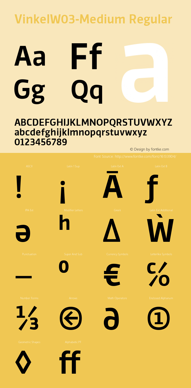 VinkelW03-Medium Regular Version 1.10 Font Sample