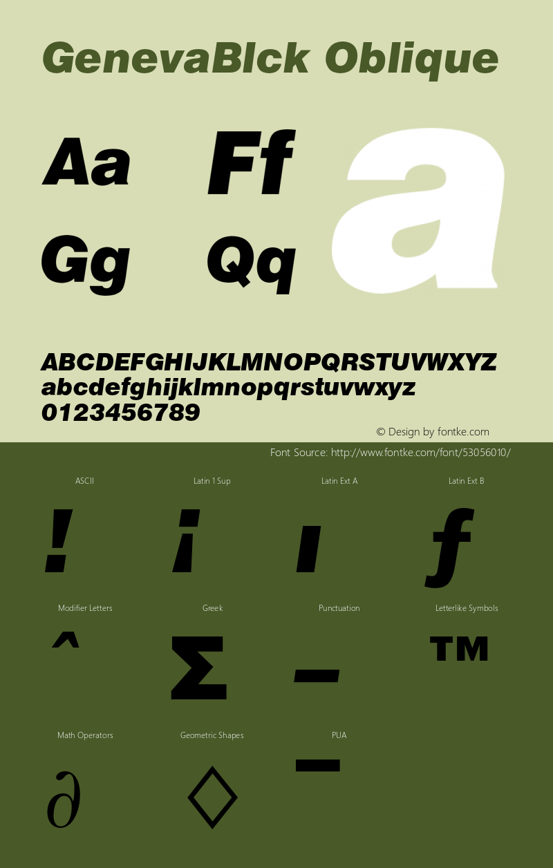 GenevaBlckOblique Font Version 2.6; Converter Version 1.10 {DfLp-URBC-66E7-7FBL-FXFA} Font Sample