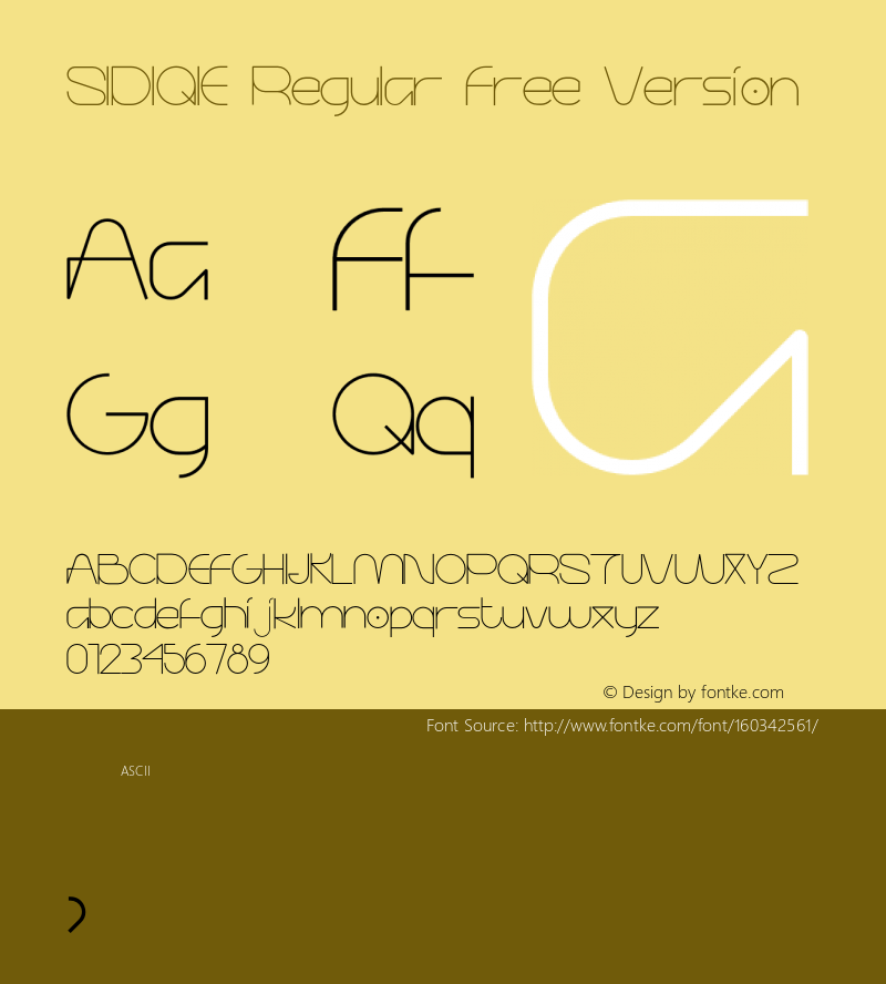 SIDIQIE Regular Free Version Version 1.000;hotconv 1.0.109;makeotfexe 2.5.65596 Font Sample