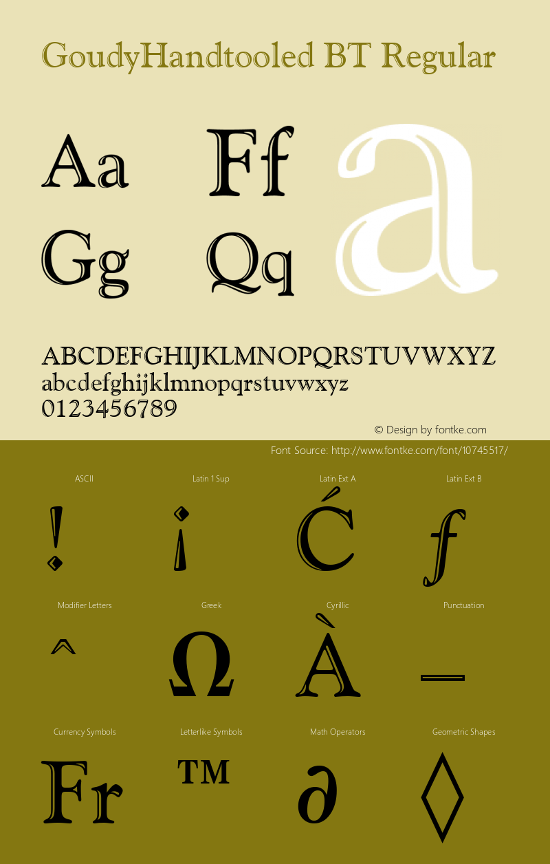 GoudyHandtooled BT Regular mfgpctt-v1.54 Thursday, February 11, 1993 9:09:41 am (EST) Font Sample