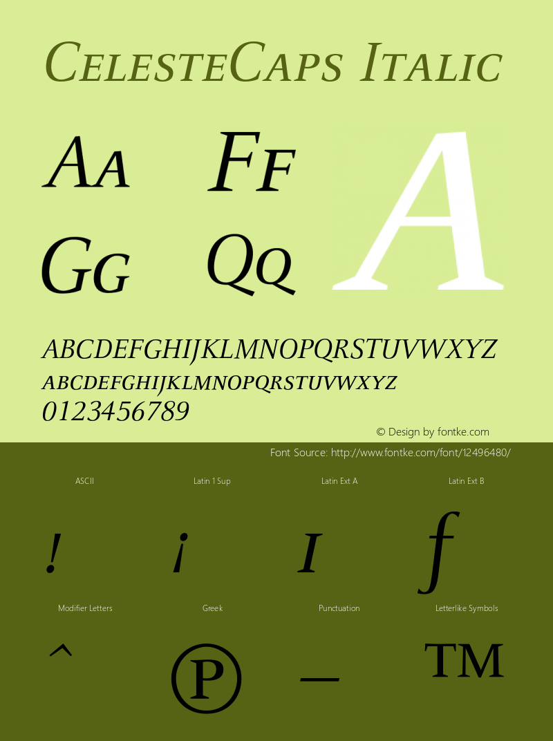 CelesteCaps Italic 001.001 Font Sample