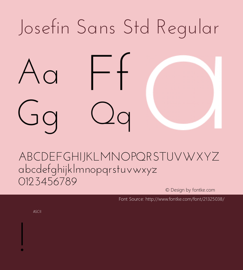 Josefin Sans Std Regular  Font Sample