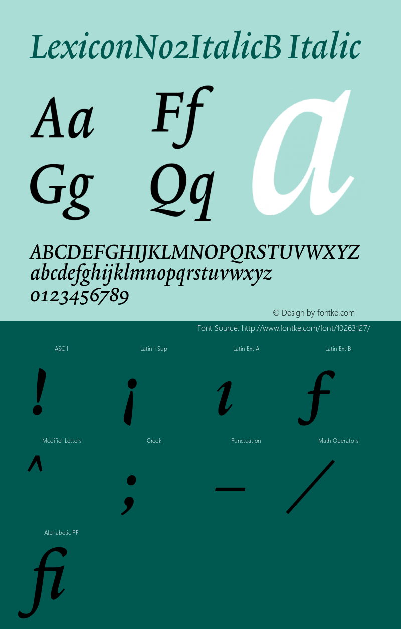 LexiconNo2ItalicB Italic 001.000 Font Sample