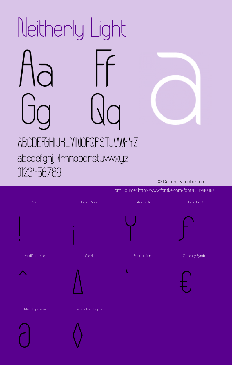 Neitherly Light Version 1.004;Fontself Maker 3.5.1 Font Sample