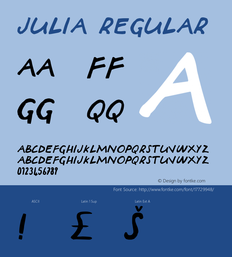 Julia Regular Unknown Font Sample