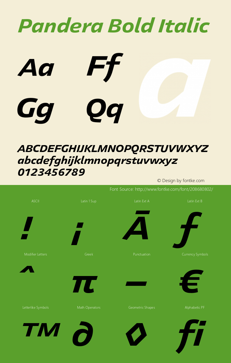 Pandera Bold Italic Version 1.001图片样张