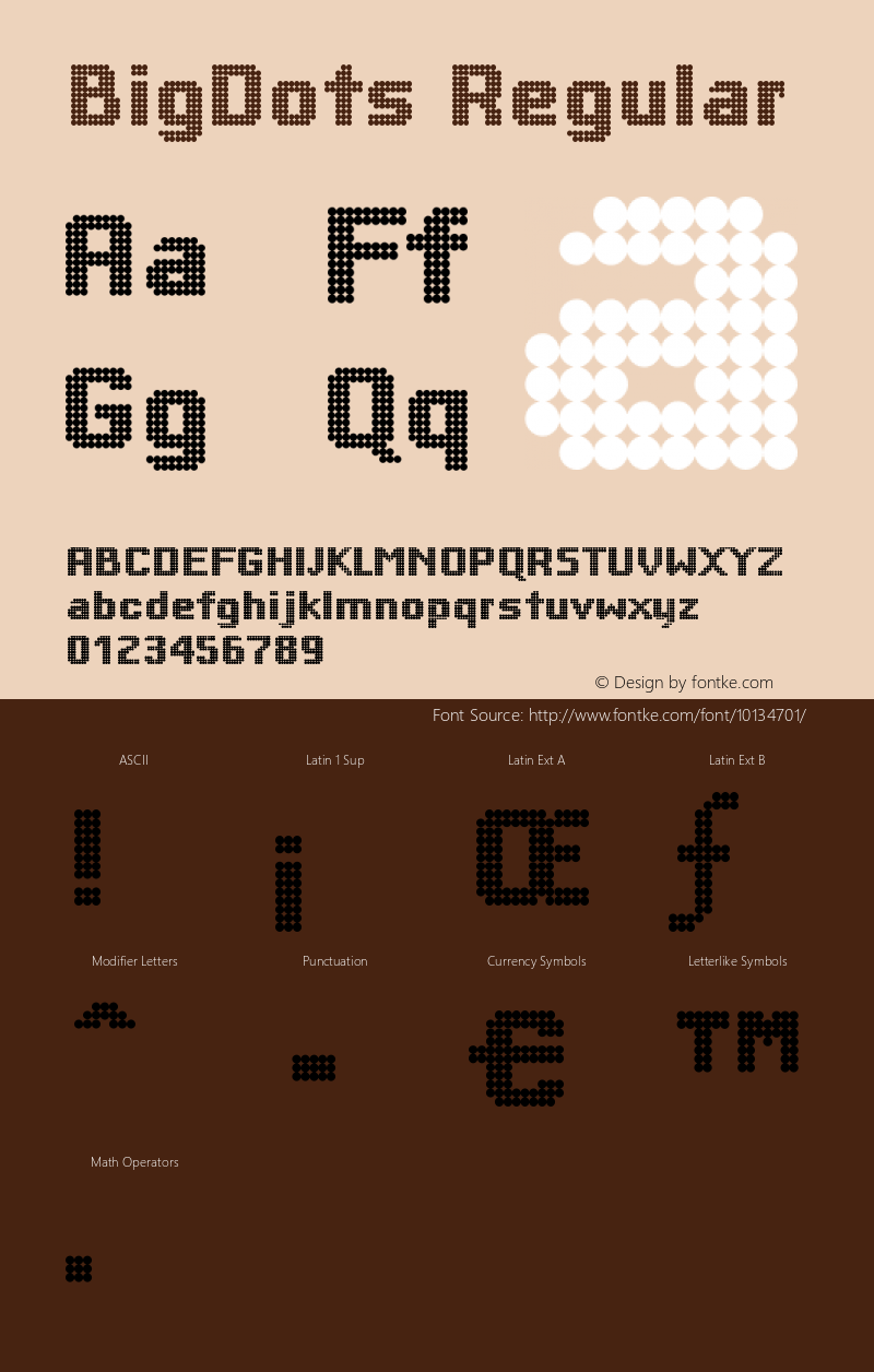 BigDots Regular 1.0 16-04-2002 Font Sample