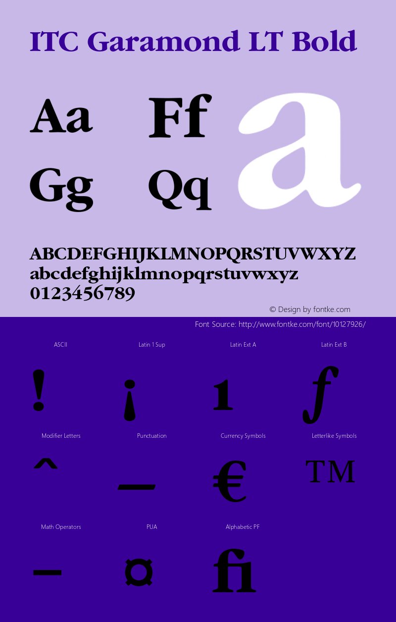 ITC Garamond LT Bold 006.000 Font Sample