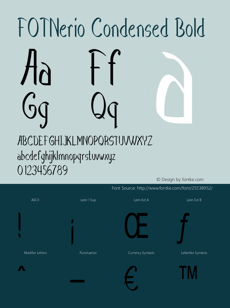 FOTNerio-CondensedBold Version 1.000 Font Sample