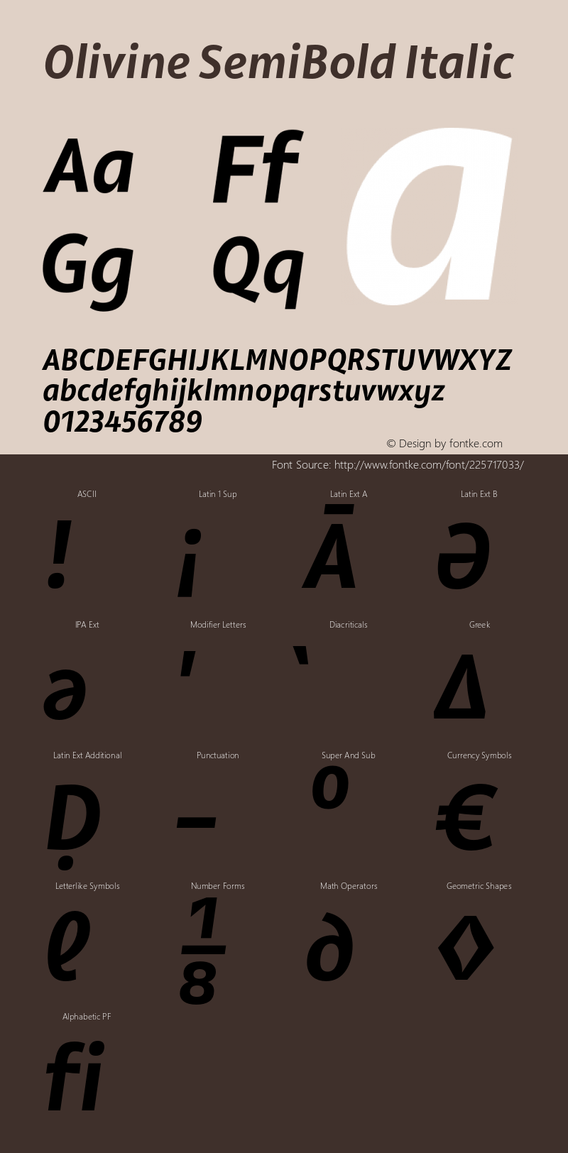 Olivine SemiBold Italic Version 1.000;PS 001.000;hotconv 1.0.88;makeotf.lib2.5.64775图片样张