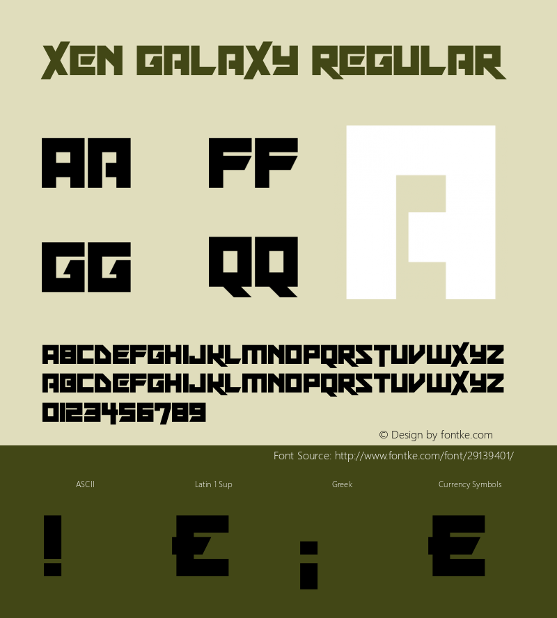 Xen Galaxy Version 1.00 April 9, 2019, initial release Font Sample