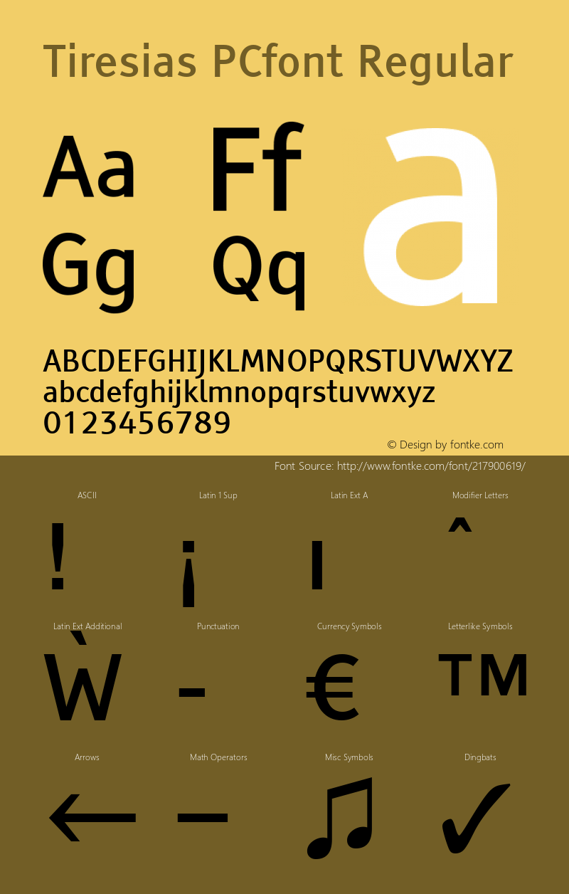 Tiresias PCfont Version 1.0; 2000; initial release图片样张