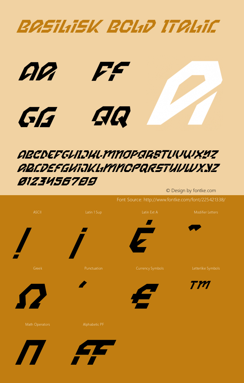 Basilisk Bold Italic Version 1.001;Fontself Maker 3.5.7图片样张