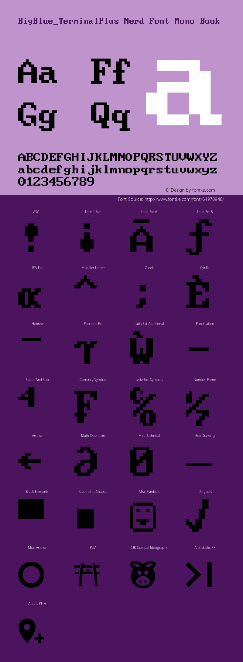 BigBlue TerminalPlus Nerd Font Complete Mono v1.0-2015-11 Font Sample