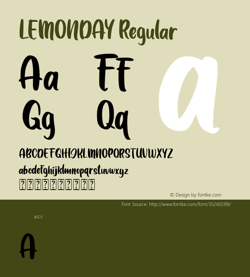 LEMONDAY Version 1.00;July 15, 2019;FontCreator 11.5.0.2430 64-bit Font Sample