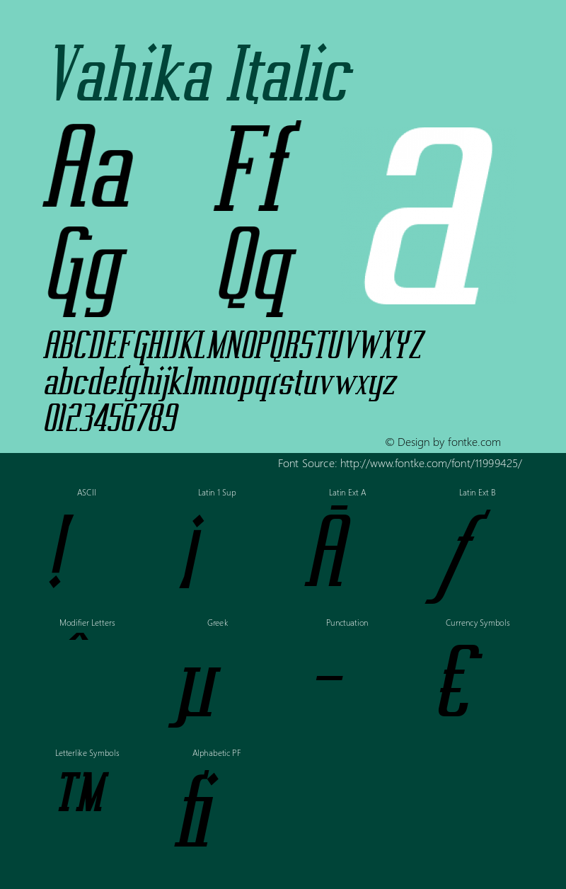 Vahika Italic OTF 3.000;PS 001.001;Core 1.0.29 Font Sample