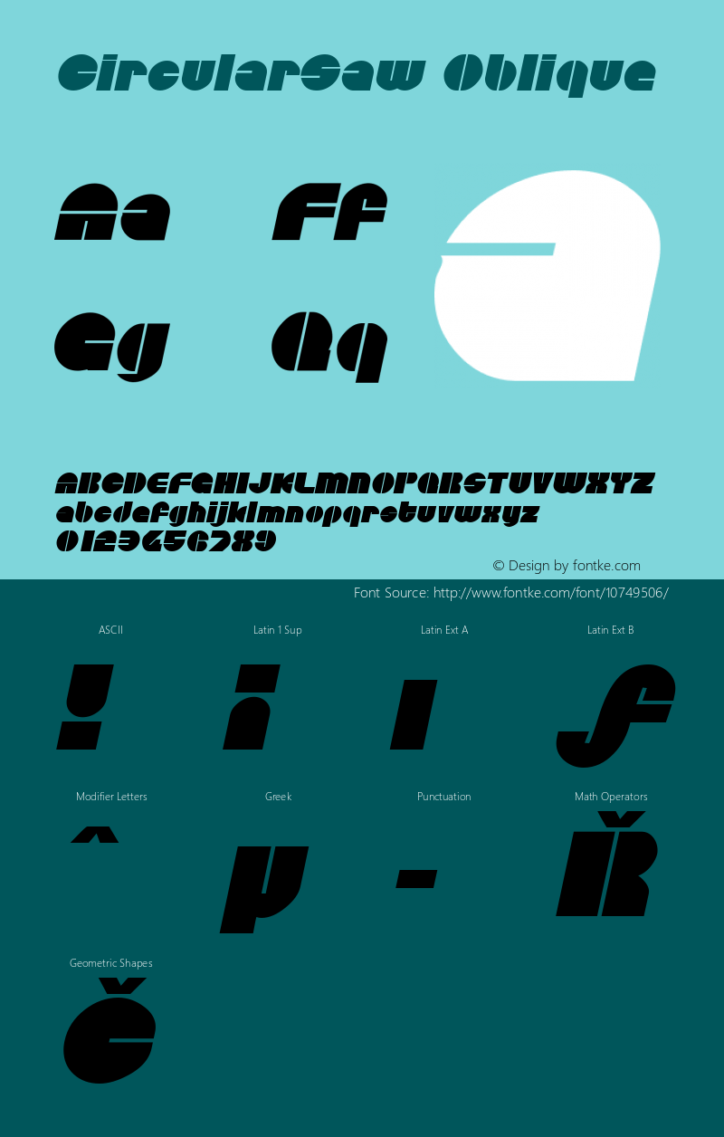 CircularSaw Oblique Rev. 003.000 Font Sample