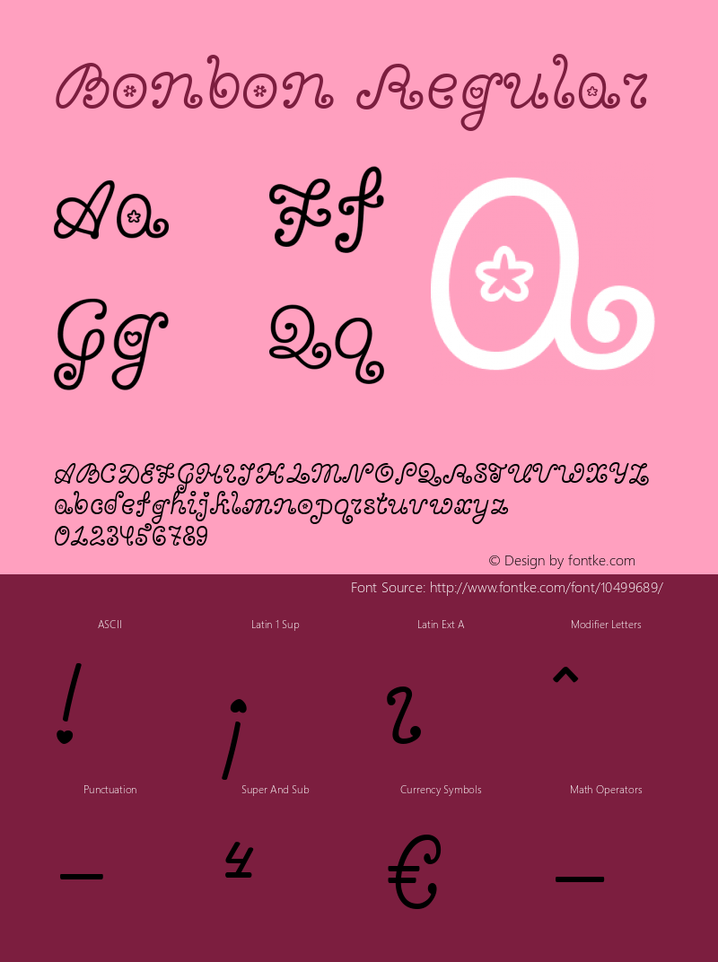 Bonbon Regular Version 1.000 Font Sample