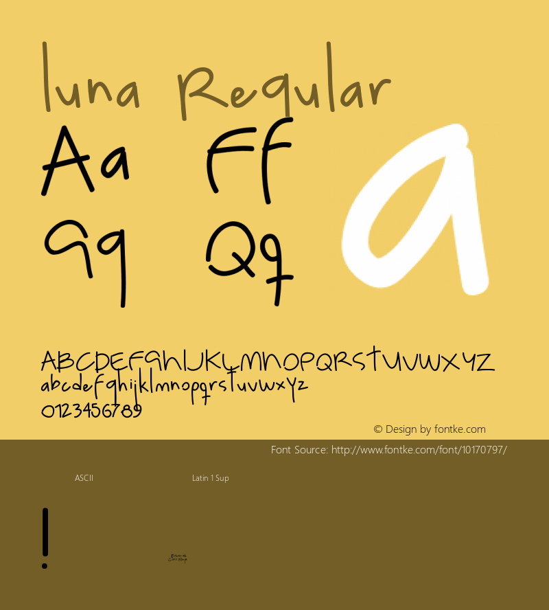 luna Regular Unknown Font Sample