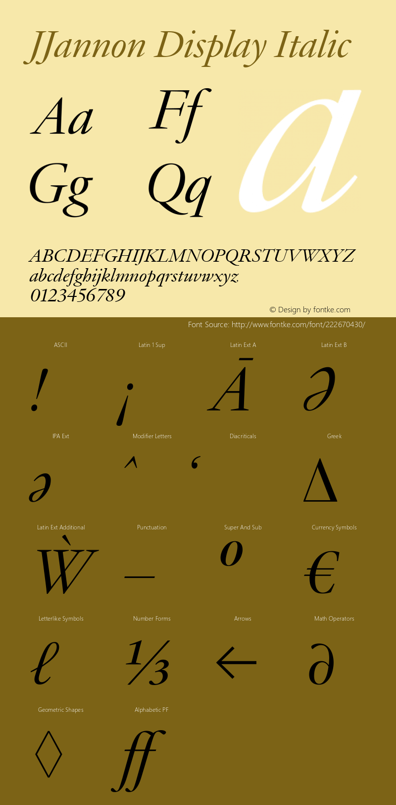 JJannon Display Italic Version 1.002; build 0004图片样张