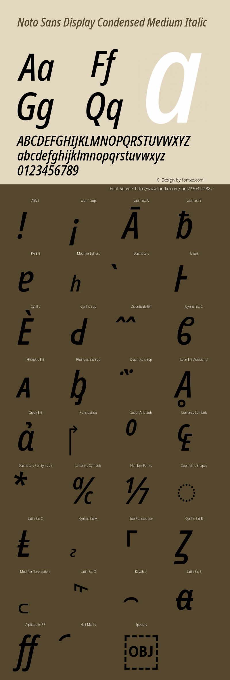 Noto Sans Display Condensed Medium Italic Version 2.008图片样张