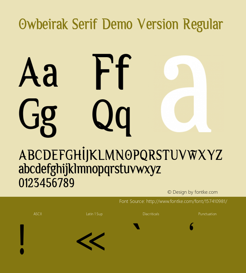 Owbeirak Serif Demo Version Version 1.00;December 25, 2020;FontCreator 12.0.0.2565 64-bit Font Sample