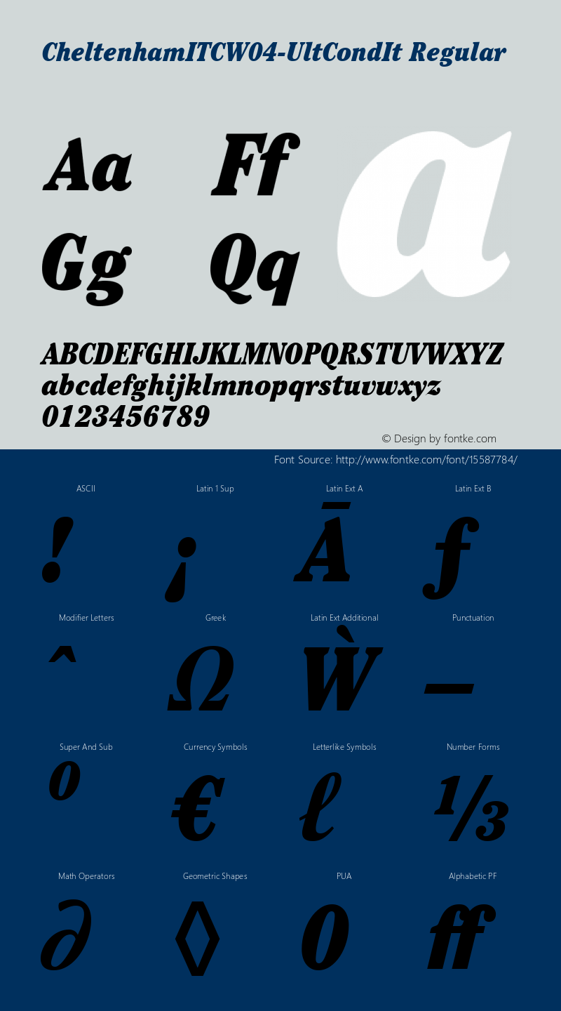 CheltenhamITCW04-UltCondIt Regular Version 1.00 Font Sample