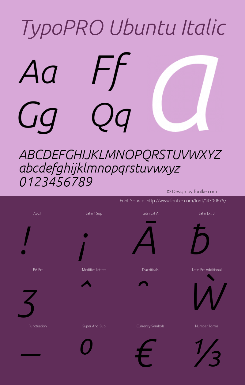 TypoPRO Ubuntu Italic Version 0.80 Font Sample