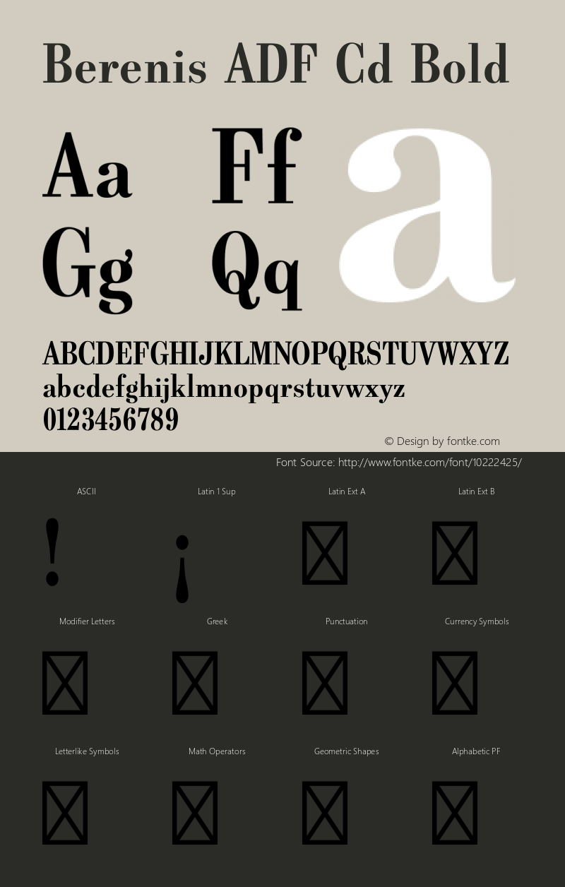 Berenis ADF Cd Bold 1.001 FontForge Font Sample