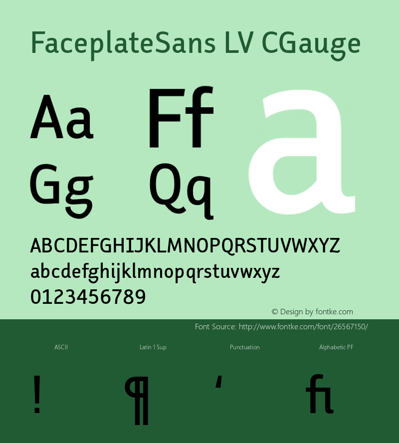 FaceplateSansLV-CGauge Version 2.100 2001 Font Sample