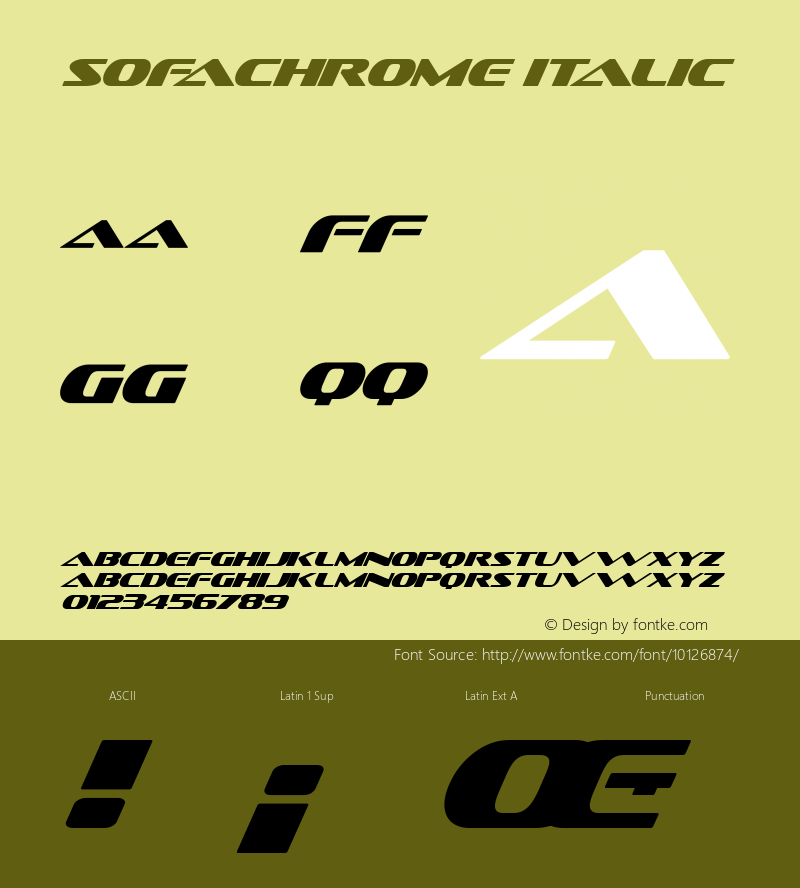 Sofachrome Italic Version 2.000 2004 Font Sample