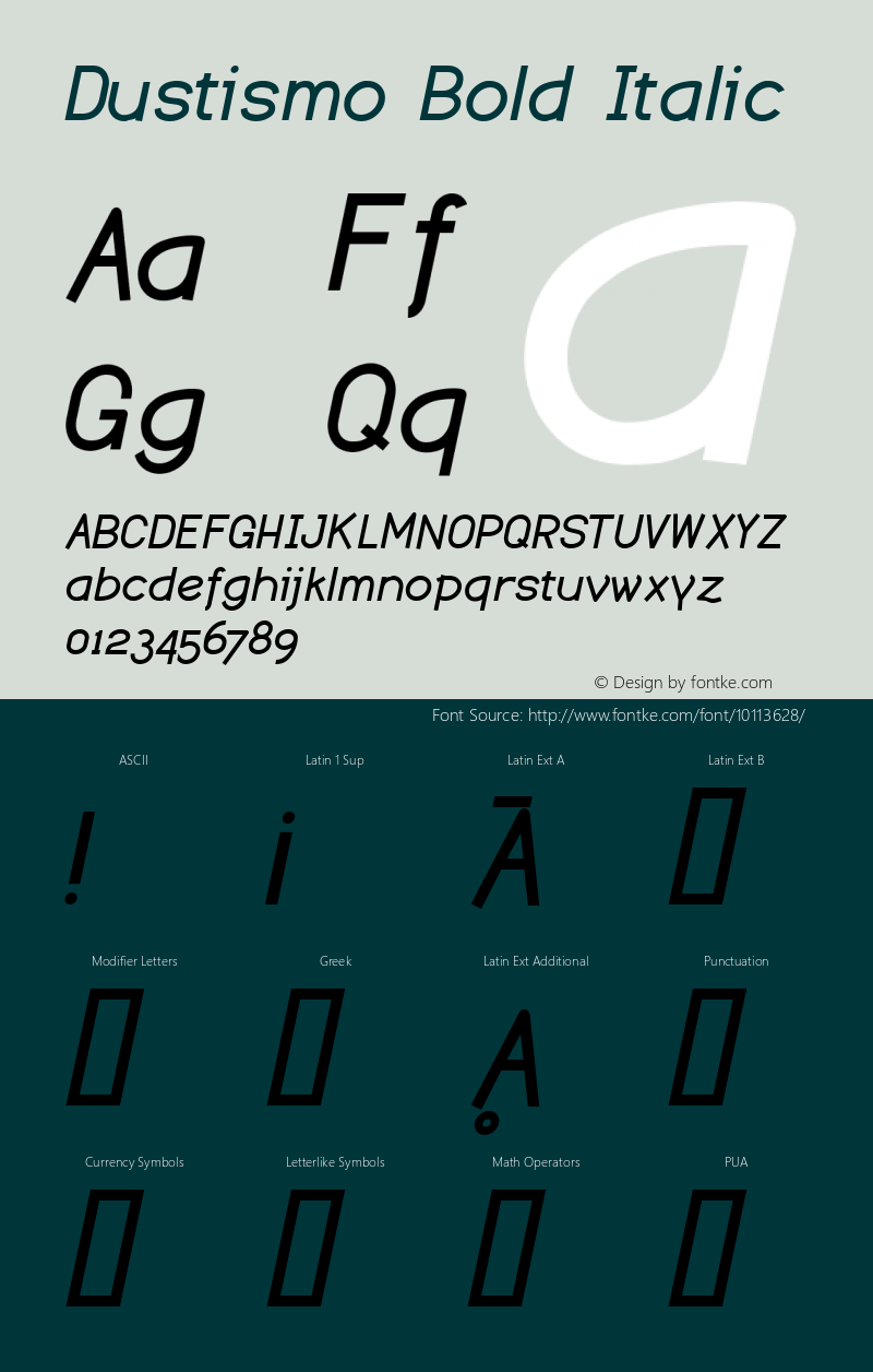 Dustismo Bold Italic Version 1.06 2003 Font Sample