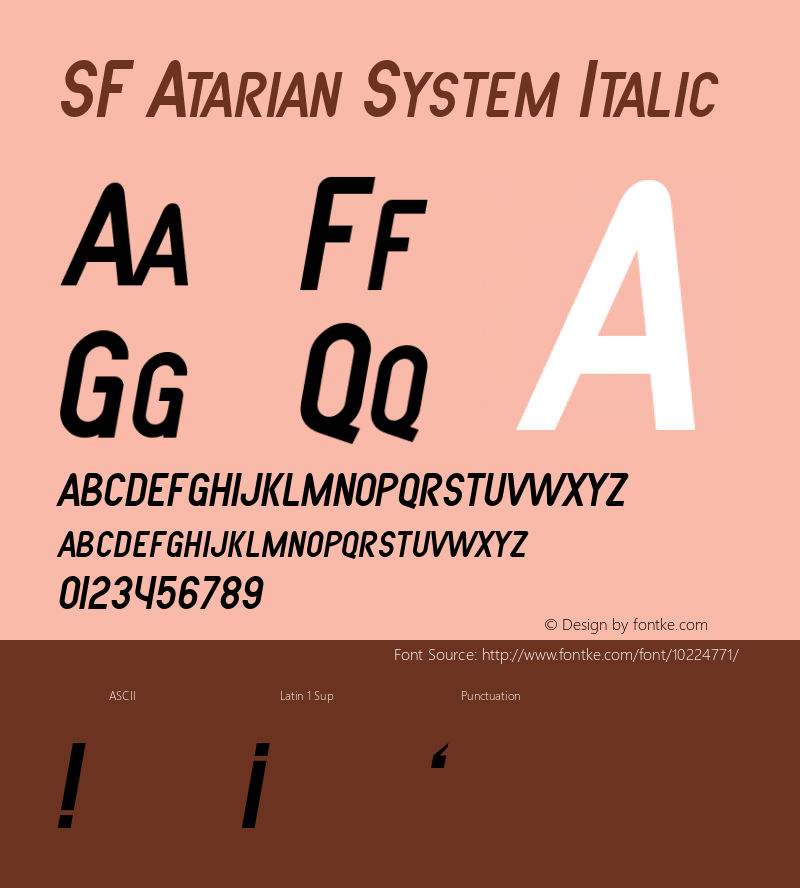 SF Atarian System Italic Version 1.1 Font Sample