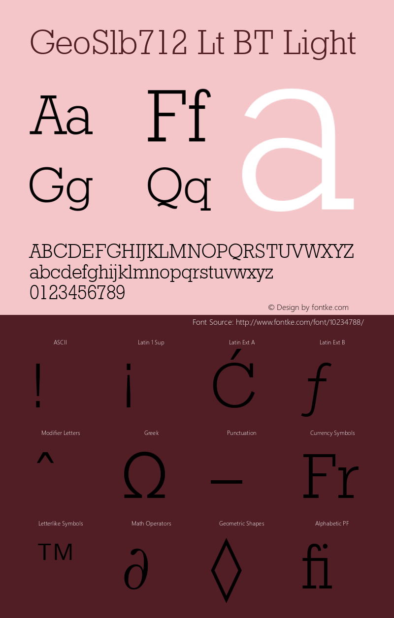 GeoSlb712 Lt BT Light Version 1.01 emb4-OT Font Sample